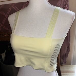 Nike Light Yellow Sports Bra with Gray Accents
